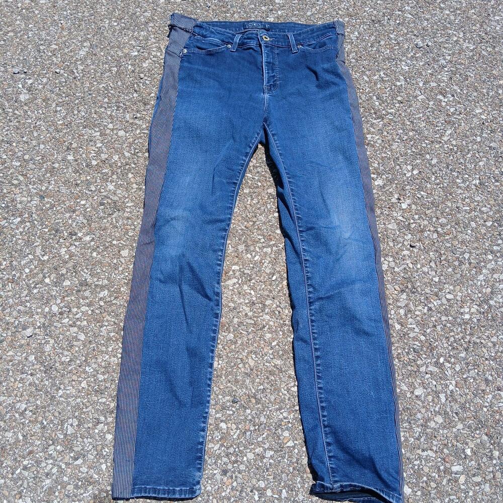Lucky Brand Hayden Skinny Jeans Womens 4/27 Blue Medium Wash Side Stripe Denim